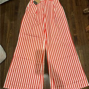 Main Strip Vibrant Red and White Striped Pants